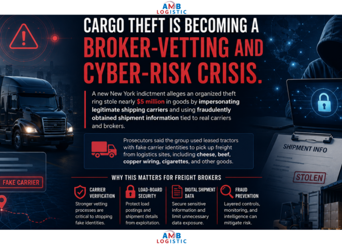 AMB LOGISTIC CARGO THEFT IS BECOMING A BROKERS VETTING AND CYBER RISK CRISIS AMB LOGISTIC CARGO THEFT IS BECOMING A BROKERS VETTING AND CYBER RISK CRISIS