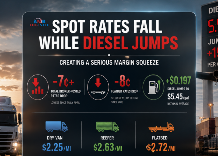 AMB LOGISTIC SPOT RATES FALL WHILE DIESEL JUMPS 01